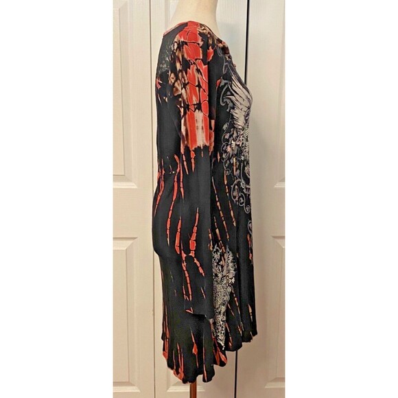 LOCAL Black Red Tie-Dye Graphic T Shirt Tunic Dress Sz L USA Goth Y2K Punk Lace - Picture 5 of 13
